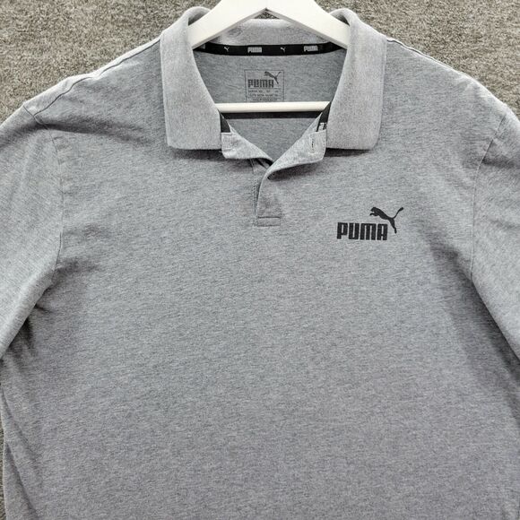 Puma Polo Shirt Men's XL Gray Short Sleeve Solid Logo Collar Casual - Picture 2 of 10